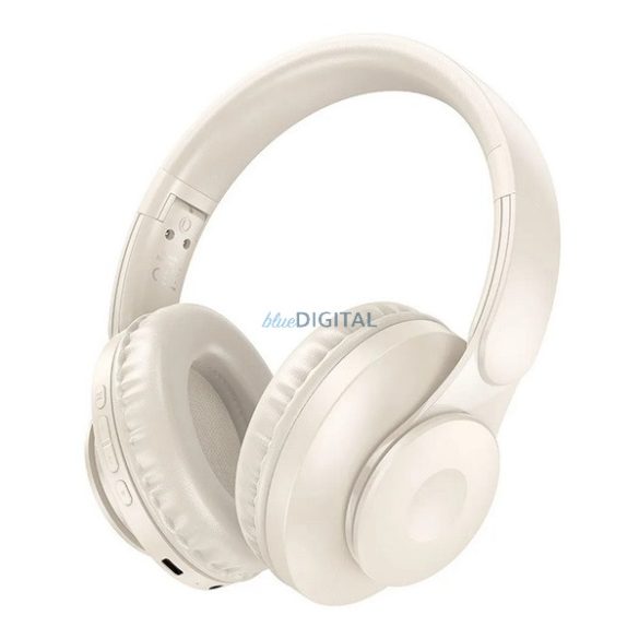 HOCO W45 căști bluetooth Stereo (v5.3, microfon, cititor de carduri, pliabil, conector jack 3,5 mm) ALB
