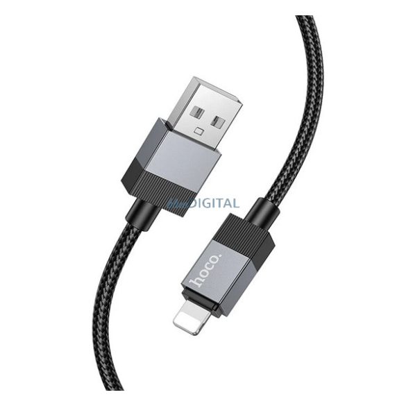 HOCO X110 cablu de date (USB - lightning, 2.4A, încărcător rapid, 100cm, șiret) NEGRU