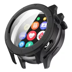   Cadru din plastic (BUMPER, rezistență la șocuri + sticlă de protecție a afișajului) BLACK Xiaomi Watch S4