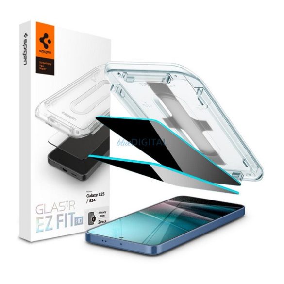 SPIGEN EZ FIT HD ecran protector de sticlă 2pcs (2.5D, 0.2mm, 9H + cadru) pentru Samsung Galaxy S24 (SM-S921), Galaxy S25 (SM-S931)