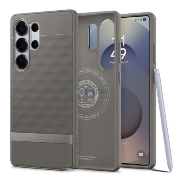 SPIGEN PARALLAX silicon protector de telefon (rezistent la șocuri, cadru cu bule, MagSafe, diamant 3D) CLEAR GREY Samsung Galaxy S25 Ultra (SM-S938)