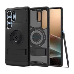   HUSĂ! - SPIGEN SLIM ARMOR MAG silicon telefon protector (spate din plastic, rezistent la impact, colț pernă de aer, MagSafe) BLACK Samsung Galaxy S25 Ultra (SM-S938)
