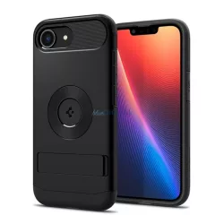   HUSĂ! - SPIGEN SLIM ARMOR MAG silicon telefon protector (spate din plastic, rezistent la șocuri, colț pernă de aer, MagSafe) Negru Apple iPhone 16e