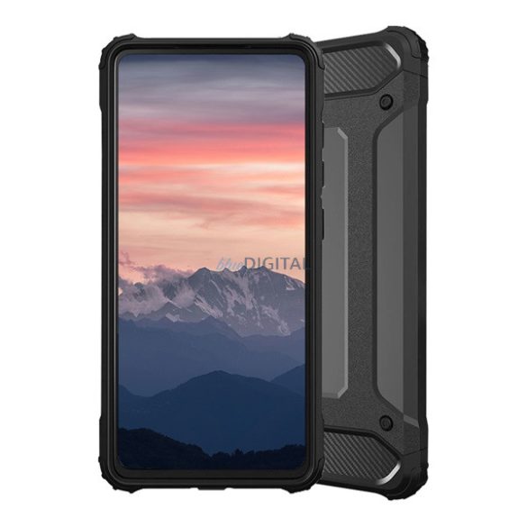 Defender Silicone Phone Protector (rezistent la șocuri, călcâi cu bule, efect metalic) Negru Xiaomi Redmi Note 14 Pro 5G