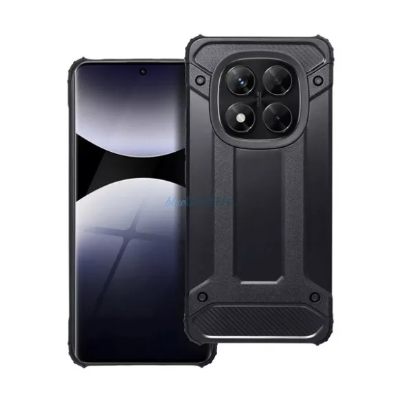 HUSĂ! - Defender Silicone Phone Protector (rezistent la șocuri, călcâi cu bule, efect metalic) Negru Xiaomi Redmi Note 14 Pro 5G
