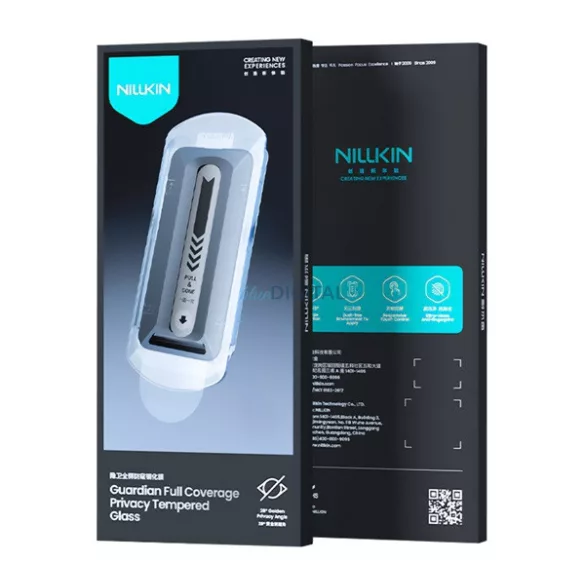NILLKIN GUARDIAN ecran protector de sticlă (2.5D, lipici complet, anti-orbire, 0.33mm, 9H + cadru) BLACK Samsung Galaxy S25 (SM-S931)