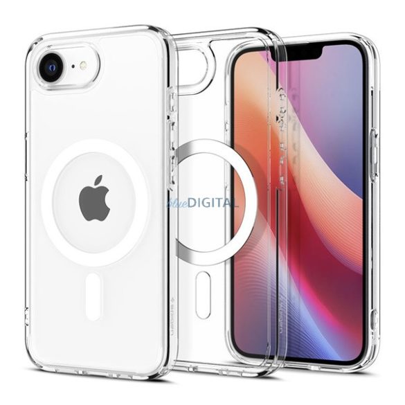 SPIGEN CRYSTAL HYBRID silicon protector de telefon (rezistent la impact, cadru din plastic, MagSafe) pentru Apple iPhone 16e