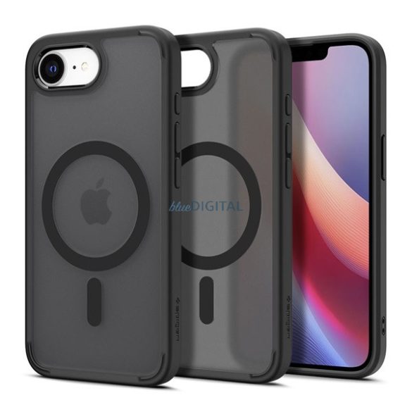 SPIGEN CRYSTAL HYBRID silicon protector de telefon (rezistent la impact, cadru din plastic, MagSafe) Negru Apple iPhone 16e