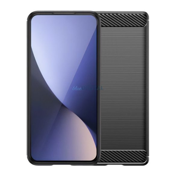 Silicon protector de telefon (rezistent la impact, călcâi pernă de aer, periat, model de carbon) Negru Xiaomi Redmi Notă 14 Pro 4G