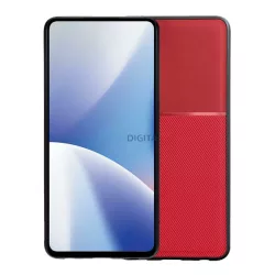   HUSĂ! - Silicon protector de telefon (rezistent la impact, magnetic, spate din piele, cu dungi) Roșu Apple iPhone 16e