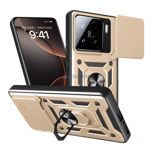 Defender silicon protector de telefon (rezistent la șocuri, inel de reținere, protector de cameră) Auriu Xiaomi 15