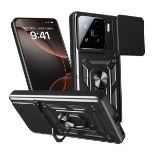 Defender silicon protector de telefon (rezistent la șocuri, inel de reținere, protector de cameră) Negru Xiaomi 15