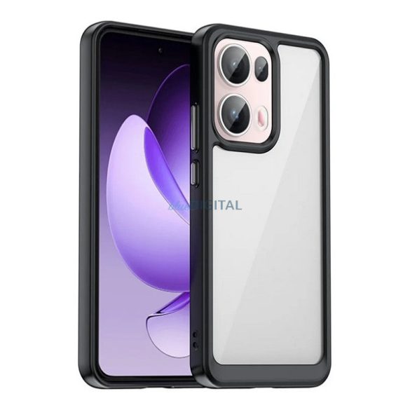Silicon protector de telefon (rezistent la șocuri, spate transparent) Negru Oppo Reno 13 Pro