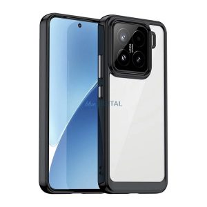 Silicon protector de telefon (rezistent la șocuri, spate transparent) Negru Xiaomi 15