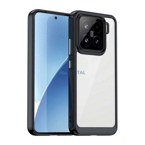 Silicon protector de telefon (rezistent la șocuri, spate transparent) Negru Xiaomi 15