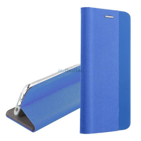 Caz Permanent, efect de piele (FLIP, deschidere laterală, desktop, model textil) LIGHT BLUE Xiaomi Redmi Note 14 4G