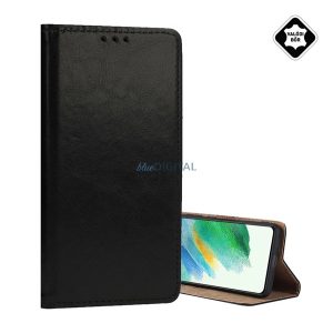 Caz permanent, piele naturală (FLIP, deschidere laterală, suport desktop) Negru Xiaomi 15