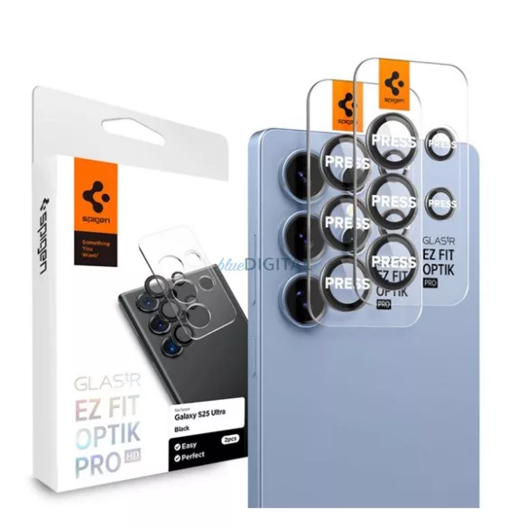 SPIGEN OPTIK PRO Sticlă de protecție pentru camera foto HD 2pcs (9H, doar lentila) BLACK Samsung Galaxy S25 Ultra (SM-S938)