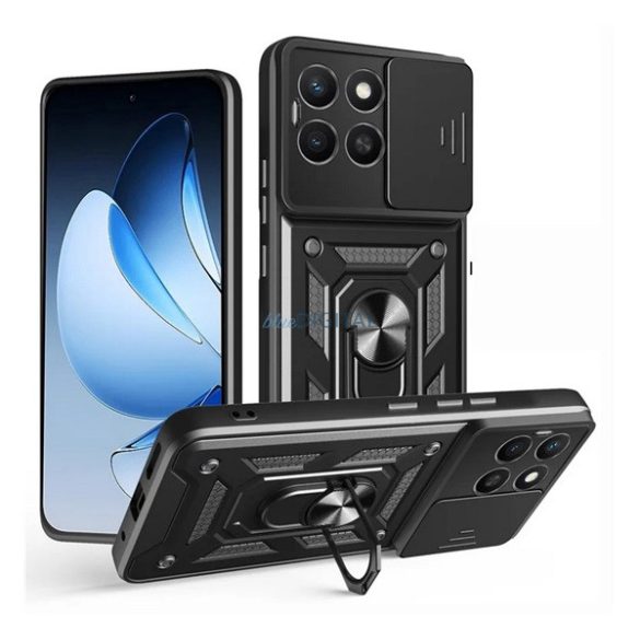 Defender silicon protector de telefon (rezistent la șocuri, inel de reținere, protector de cameră) Negru Honor X8c