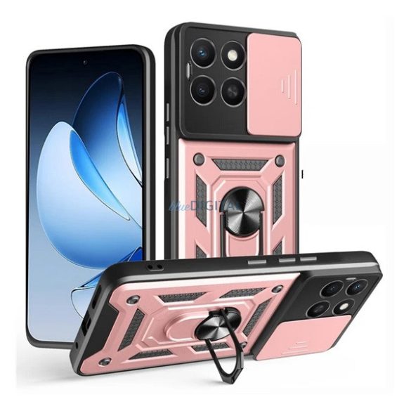 Protector de telefon din silicon Defender (rezistent la șocuri, inel de reținere, protector de cameră) GOLDEN RO RO ROOZ Honor X8c