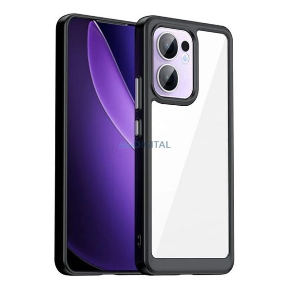 Silicon protector de telefon (rezistent la șocuri, spate transparent) Negru Oppo Reno 13 F 5G