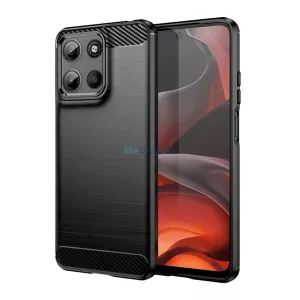 HUSĂ! - Silicon protector de telefon (rezistent la impact, bubble heel, periat, model de carbon) Negru Motorola Moto G15 (XT2521)