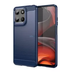   HUSĂ! - Protector de telefon din silicon (rezistent la impact, călcâi cu pernă de aer, periat, model de carbon) Buton de pernă Motorola Moto G15 (XT2521)
