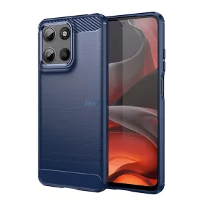 HUSĂ! - Protector de telefon din silicon (rezistent la impact, călcâi cu pernă de aer, periat, model de carbon) Buton de pernă Motorola Moto G15 (XT2521)