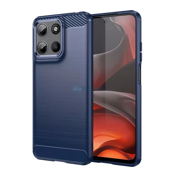 HUSĂ! - Protector de telefon din silicon (rezistent la impact, călcâi cu pernă de aer, periat, model de carbon) Buton de pernă Motorola Moto G15 (XT2521)