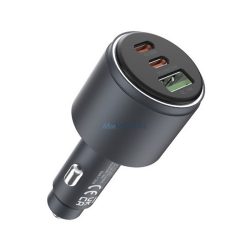   Încărcător auto DEVIA EXTREME METAL USB+2 Priză tip C (65W, încărcător rapid PD 3.0) NEGRU