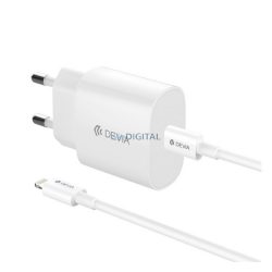   DEVIA ROCKET încărcător de rețea cu priză Type-C (20W, încărcător rapid PD + cablu Lightning) ALB