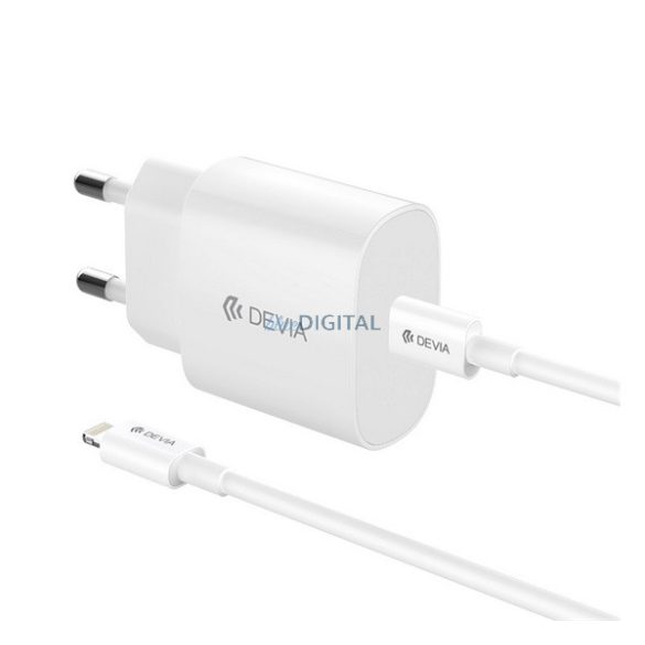 DEVIA ROCKET încărcător de rețea cu priză Type-C (20W, încărcător rapid PD + cablu Lightning) ALB