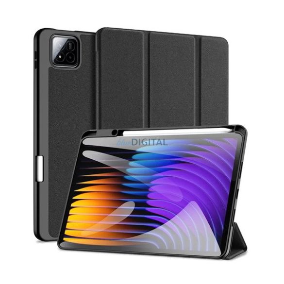 DUX DUCIS DOMO caz în picioare, efect de piele (activ FLIP, deschidere laterală, TRIFOLD, suport de birou, suport de creion) BLACK Xiaomi Pad 7 Pro, Pad 7