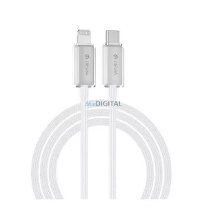 DEVIA cablu de date (Type-C - lightning, 27W, 3A, 150cm, șiret) ALB