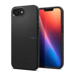   HUSĂ! - SPIGEN LIQUID AIR silicon telefon protector (rezistent la impact, bubble heel, diamant, MagSafe) Negru Apple iPhone 16e