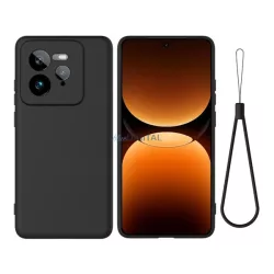   HUSĂ! - Silicon protector de telefon (mat, microfibră pluș anti-scratch interior, premium + curea de încheietura mâinii) Negru Realme GT 7 Pro 5G