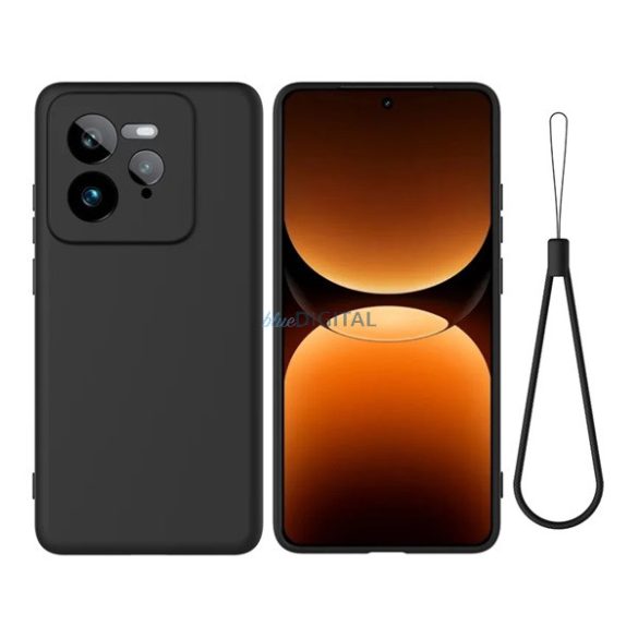 Silicon protector de telefon (mat, microfibră pluș anti-scratch interior, premium + curea de încheietura mâinii) Negru Realme GT 7 Pro 5G