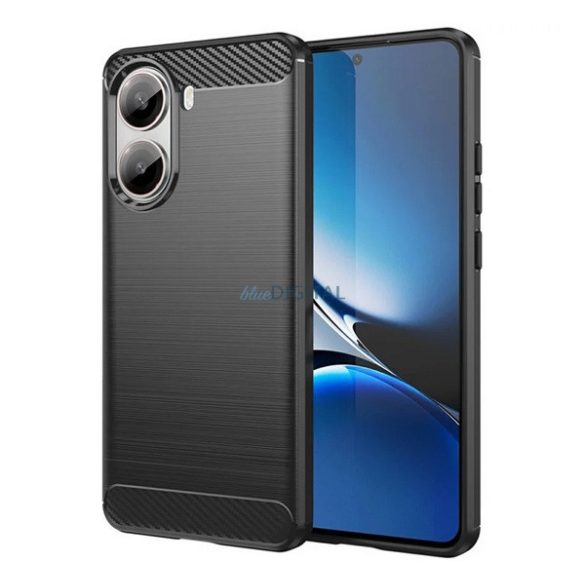 Silicon protector de telefon (rezistent la impact, călcâi pernă de aer, periat, model de carbon) Negru Xiaomi Poco X7 Pro