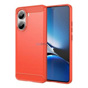 Silicon protector de telefon (rezistent la impact, călcâi pernă de aer, periat, model de carbon) Roșu Xiaomi Poco X7 Pro