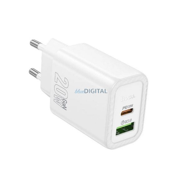 HOCO N61 încărcător de rețea USB+Type-C (20W, încărcător rapid PD 3.0) ALB