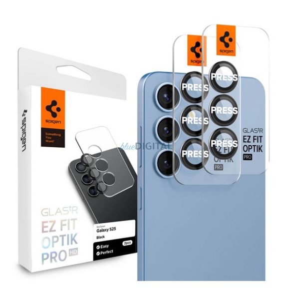 SPIGEN OPTIK PRO Sticlă de protecție pentru camera HD 2pcs (9H, doar lentila) BLACK Samsung Galaxy S25 (SM-S931)