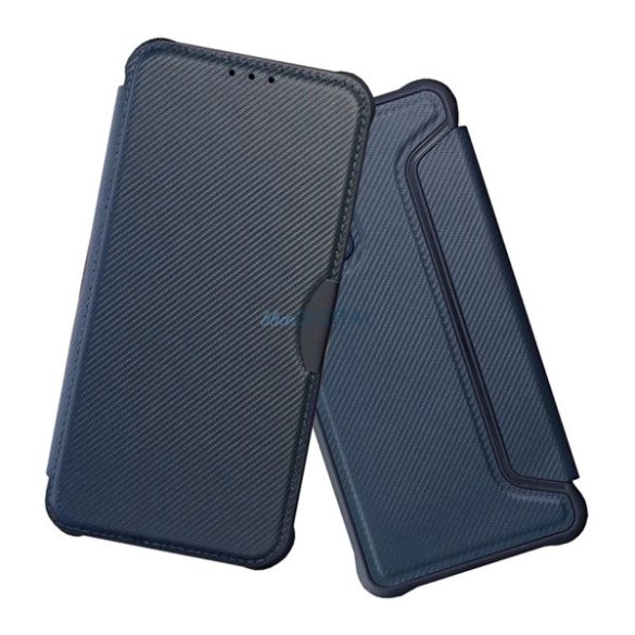 Caz permanent, efect de piele (FLIP, deschidere laterală, rezistență la impact, călcâi cu bule, protector de cameră, model de carbon) Butoane Xiaomi Redmi Notă 14 4G
