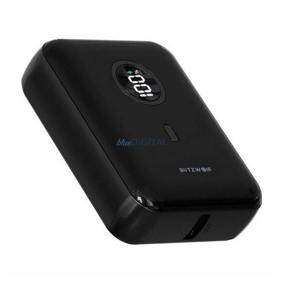 BLITZWOLF BW-P21 Încărcător de urgență tip C (10000mAh, 22.5W, 3A, încărcător rapid PD, indicator LED) NEGRU