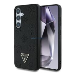   HUSĂ! - GUESS GRAINED HOT STAMP PEONY PATTERN silicon protector de telefon (rezistent la șocuri, spate din piele, MagSafe) Negru Samsung Galaxy S25 (SM-S931)