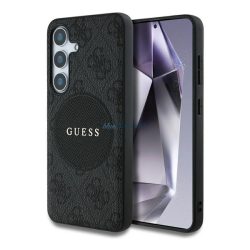   HUSĂ! - GUESS 4G ROUND PATCH CLASSIC LOGO silicon protector de telefon (rezistent la șocuri, spate textil, MagSafe) Negru Samsung Galaxy S25 (SM-S931)