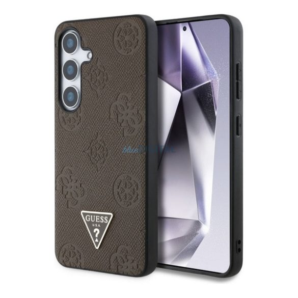 GUESS GRAINED HOT STAMP PEONY PATTERN silicon protector de telefon (rezistent la șocuri, spate din piele, MagSafe) CUTTING PEEL Samsung Galaxy S25 (SM-S931)