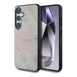   HUSĂ! - GUESS 4G ROUND PATCH CLASSIC LOGO silicon protector de telefon (rezistent la șocuri, spate textil, MagSafe) ROSE FACE CULOARE Samsung Galaxy S25 (SM-S931)