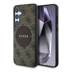   HUSĂ! - GUESS 4G ROUND PATCH CLASSIC LOGO silicon protector de telefon (rezistent la șocuri, spate textil, MagSafe) CLEAR CLEAR Samsung Galaxy S25 (SM-S931)