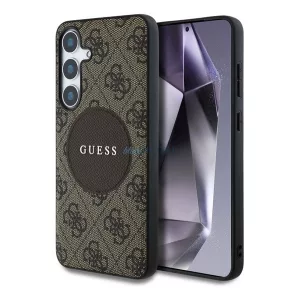HUSĂ! - GUESS 4G ROUND PATCH CLASSIC LOGO silicon protector de telefon (rezistent la șocuri, spate textil, MagSafe) CLEAR CLEAR Samsung Galaxy S25 (SM-S931)