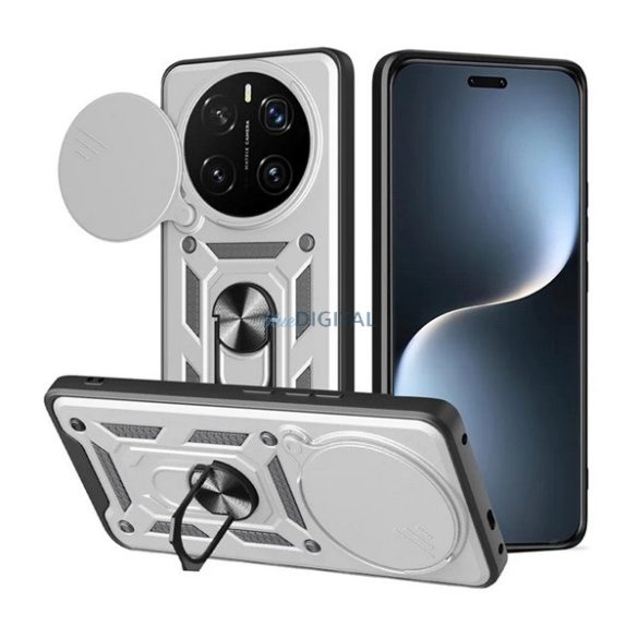 Protector de telefon din silicon Defender (rezistent la șocuri, inel de reținere, protector pentru cameră) Argintiu Honor Magic7 Pro